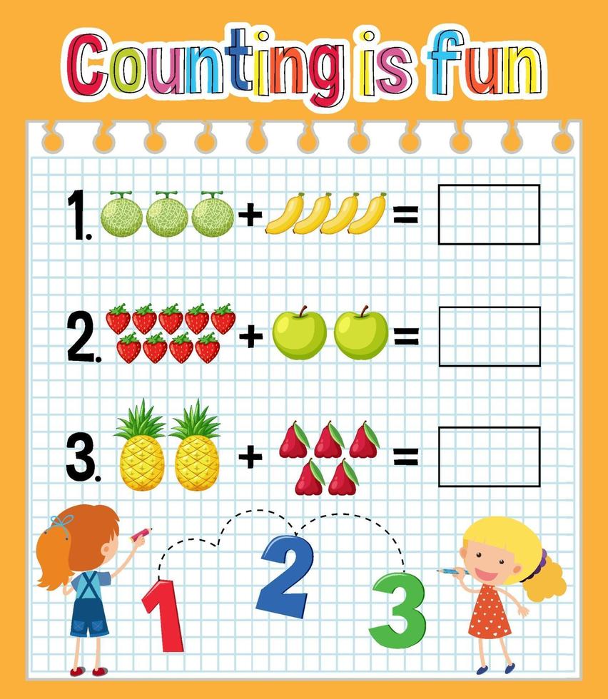 Math count number worksheet vector