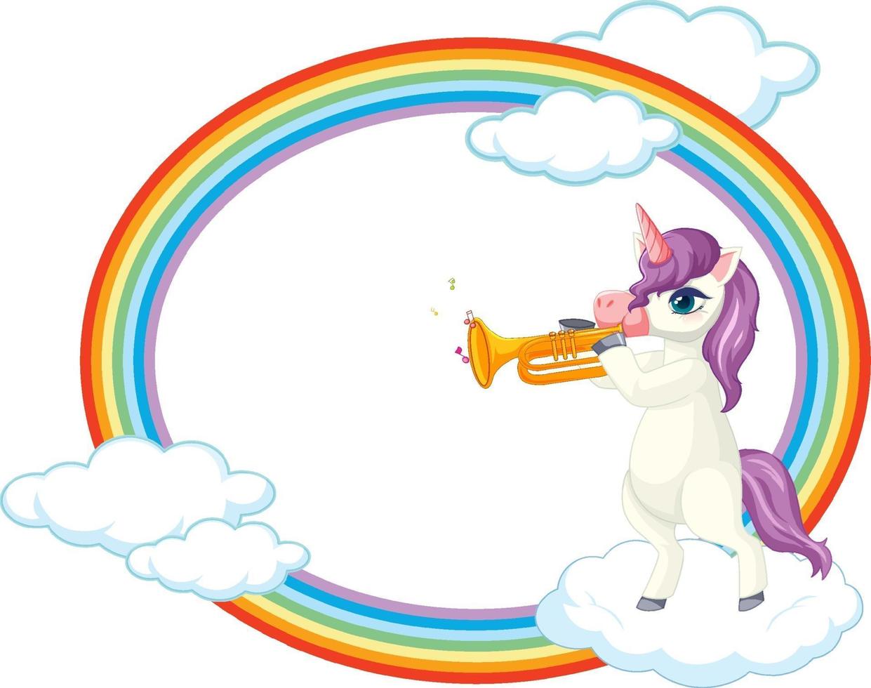 marco de arco iris con lindo personaje de dibujos animados de unicornio vector