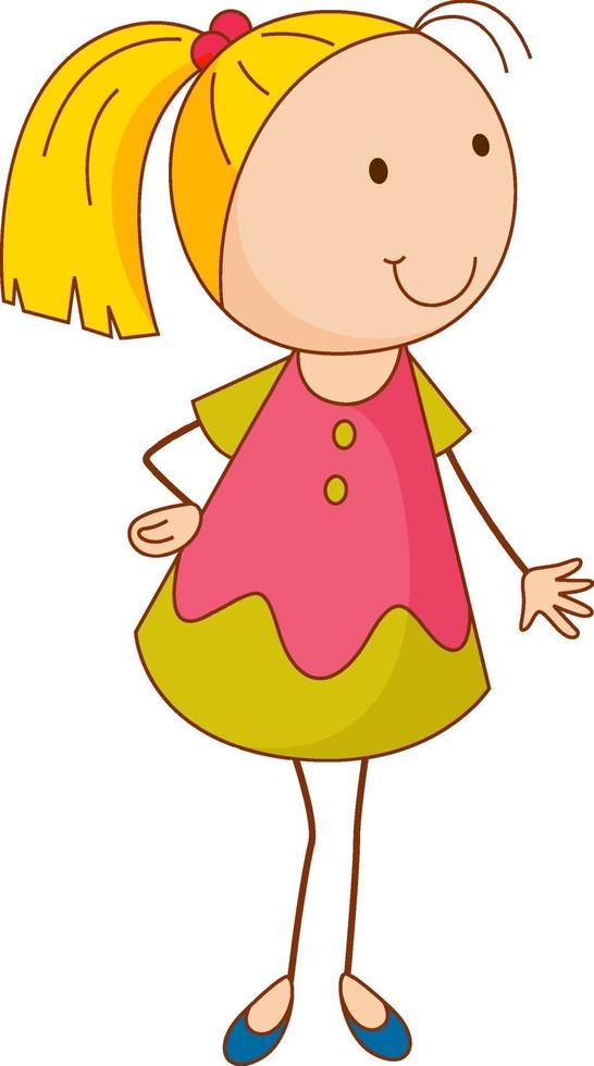 A girl cartoon character in doodle style isolated vector