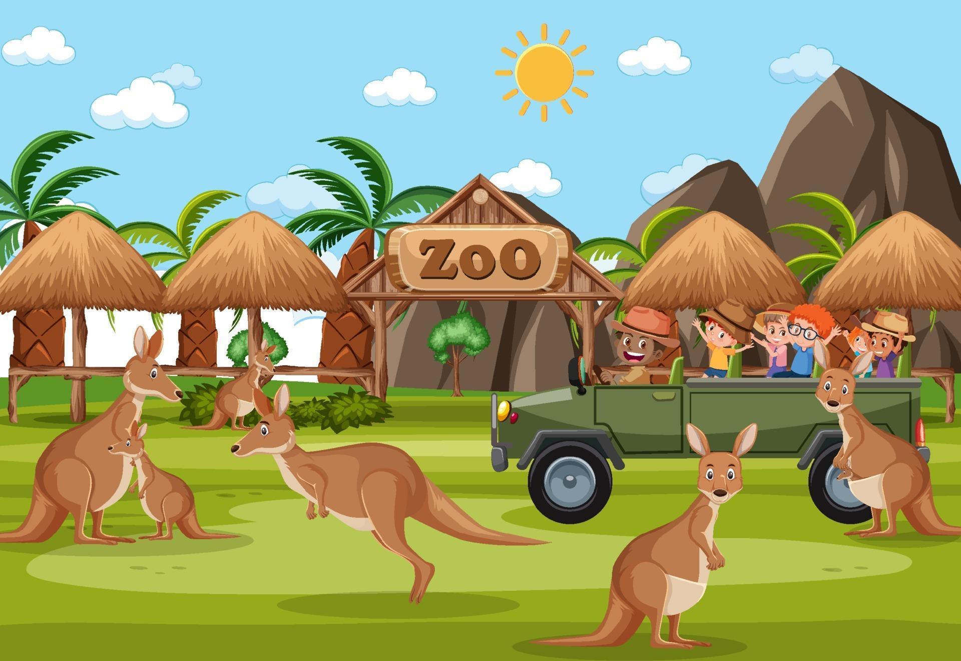 cartoon with family on safari