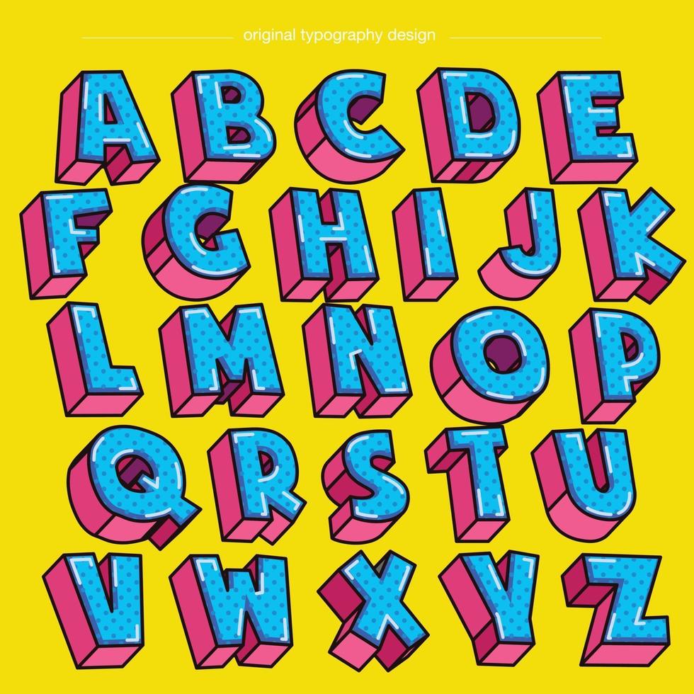Blue and Pink 3D Dotted Cartoon Typography vector