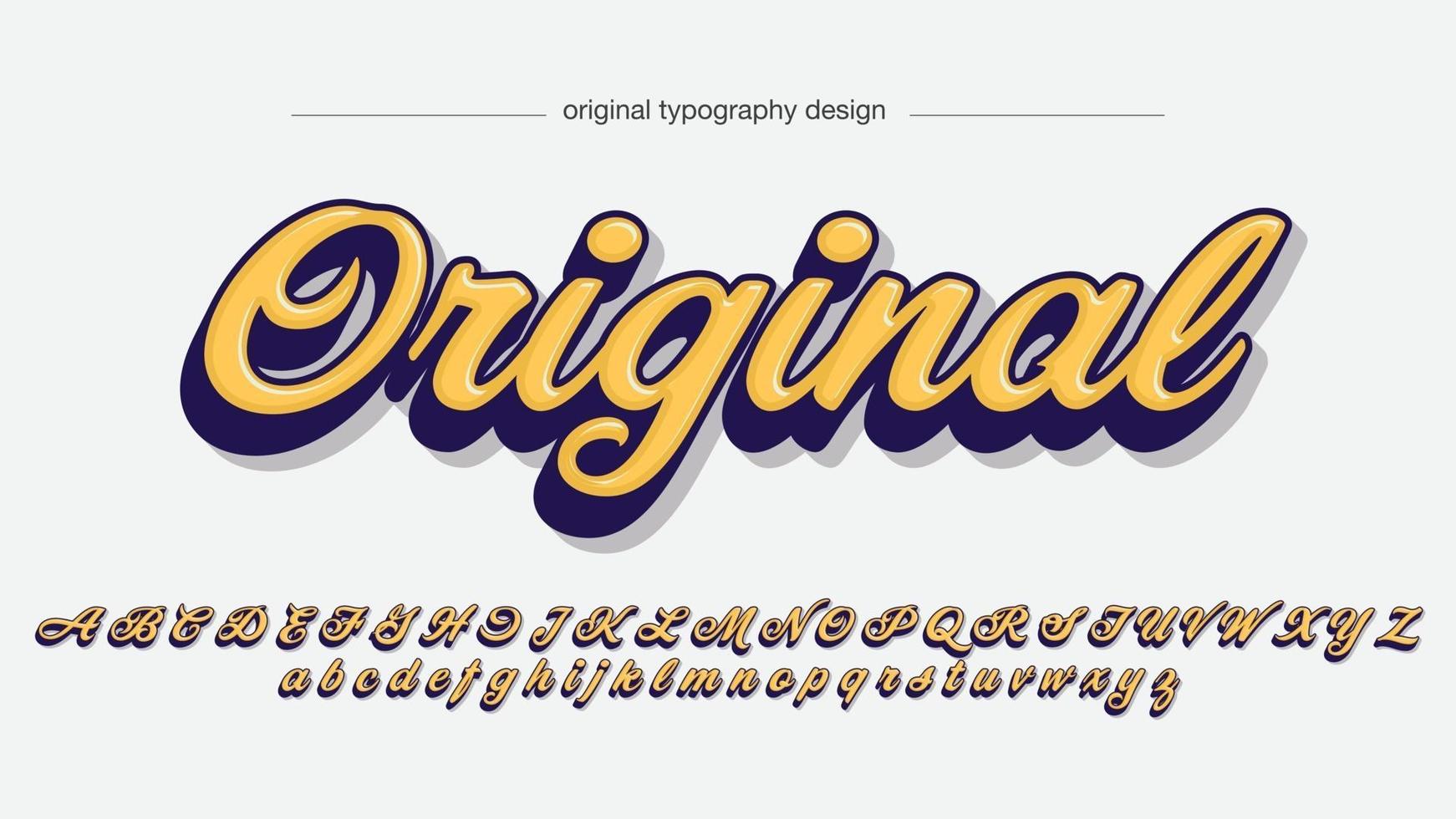 tipografía cursiva de caligrafía 3d amarilla y azul vector