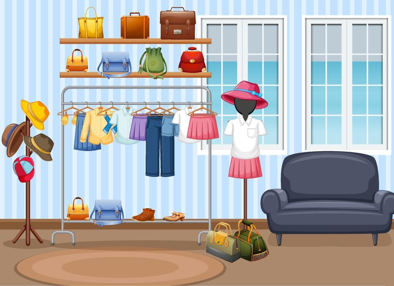 Interior design of dressing room vector