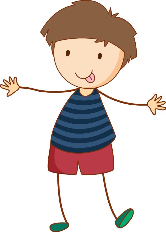 A boy cartoon character in hand drawn doodle style isolated vector