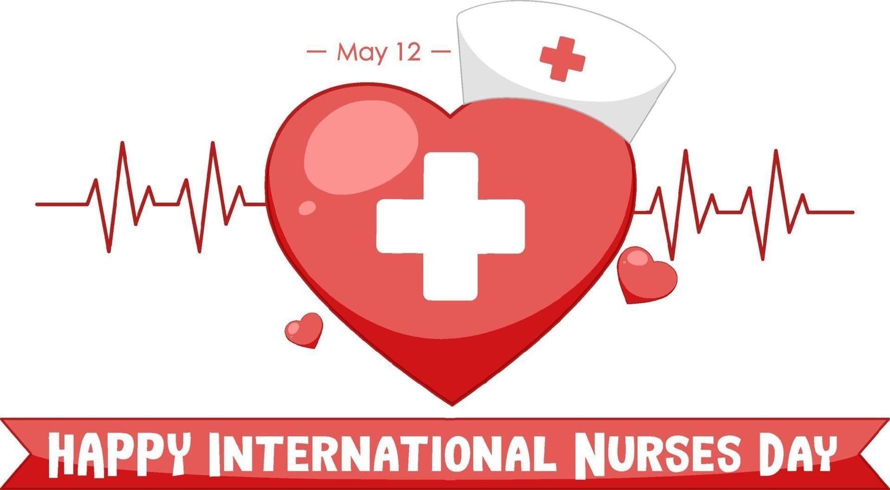 Happy International Nurses Day font with cross medical symbol vector