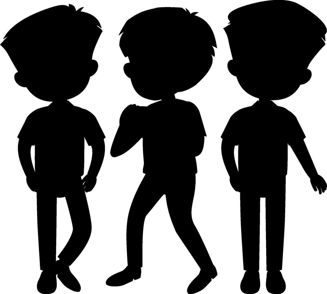 Set of kids silhouette cartoon character vector