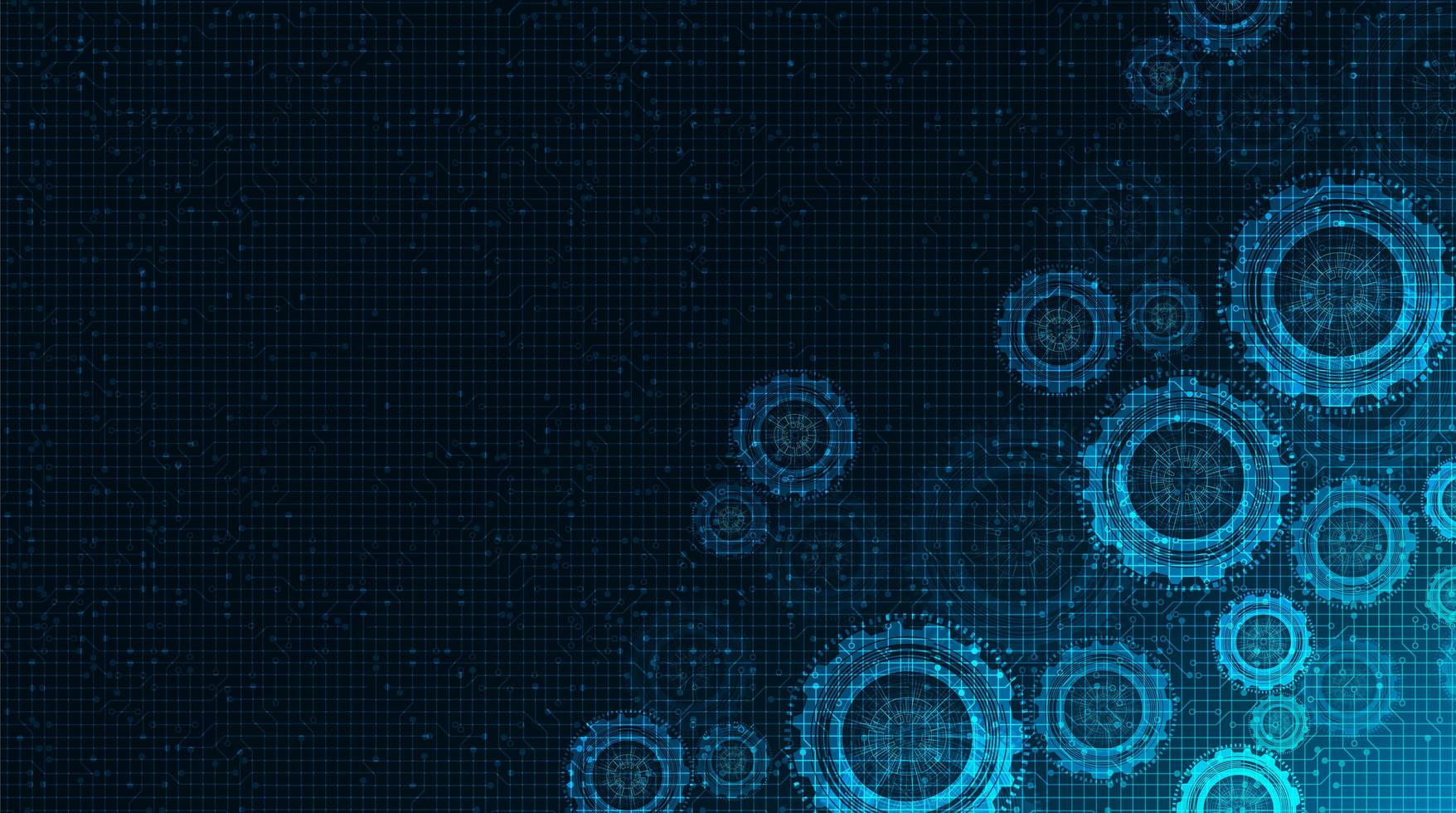 rueda de engranajes digitales y gallo en el fondo de la tecnología, espacio libre para la entrada de texto, vector