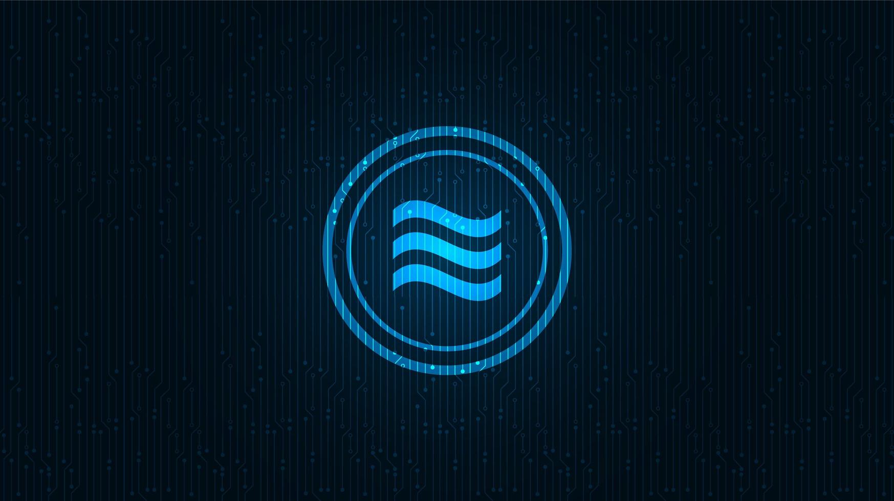 Digital Libra cryptocurrency symbol on Circle digital technology background,Blockchain and Wallet concept design,illustration,Vector. vector