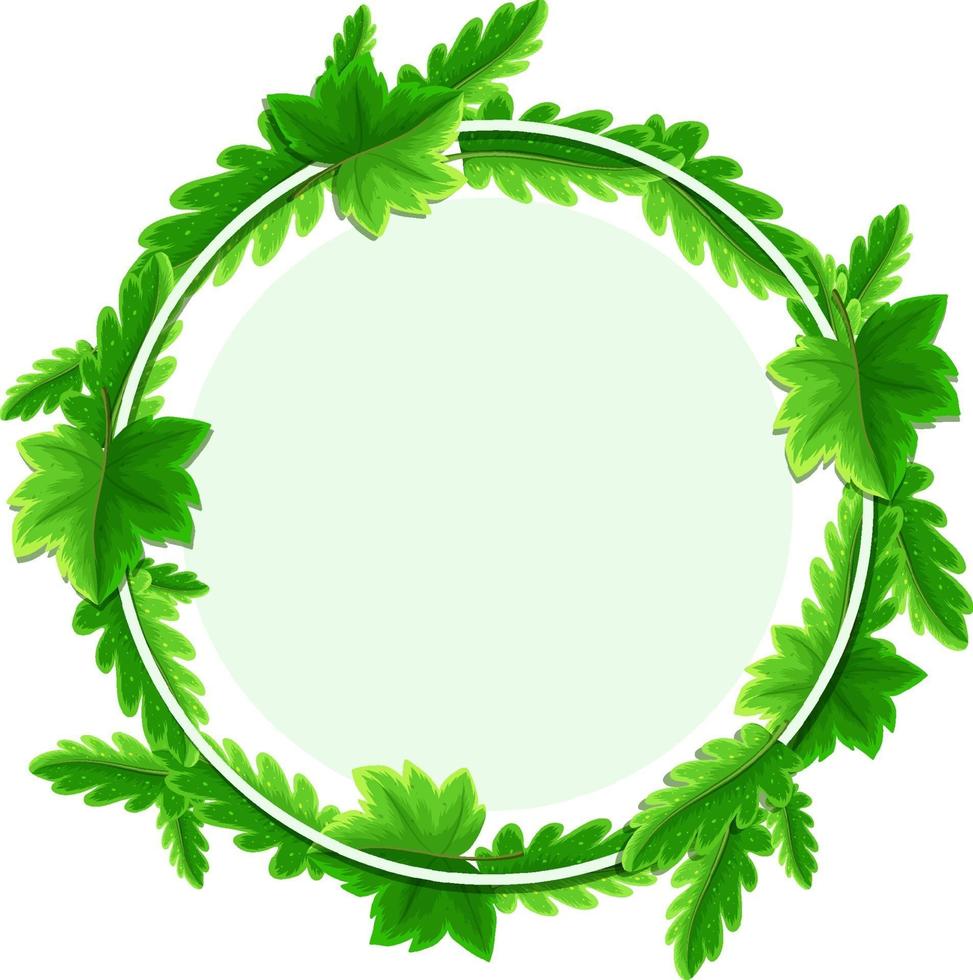 Round tropical leaves frame template vector