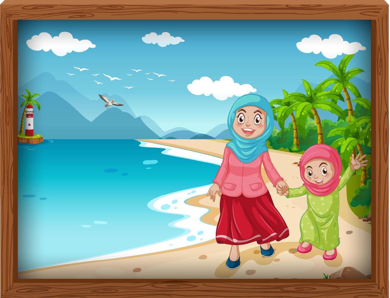 Muslim family taking vacation vector