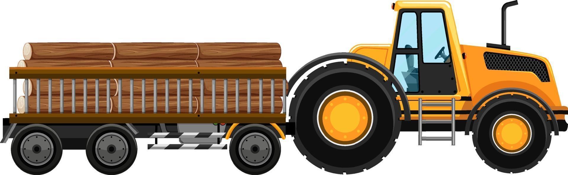 Set of tow truck carrying woods isolated background vector