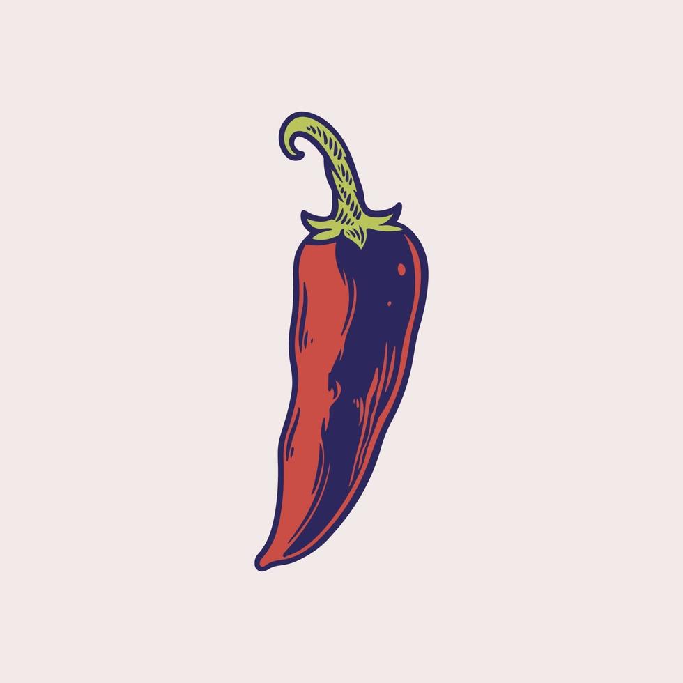 Chili Pepper hand drawn vector illustration. Vegetable engraved style object. Detailed vegetarian food drawing. Chili pepper, spice, traditional ingredient of Mexican cuisine. Farm market product