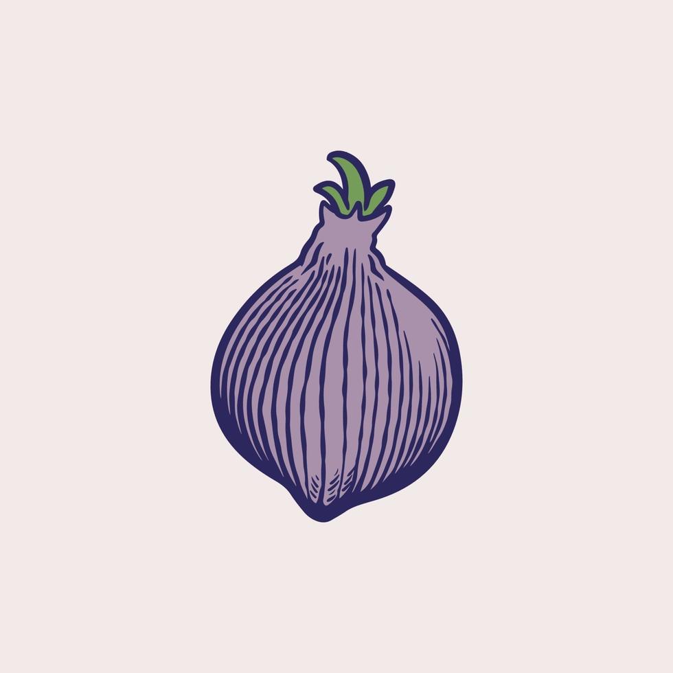 French Shallot onion or Allium cepa, aggregatum. Freehand outline ink hand drawn object icon sketchy. Organic healthy food. Green vegetable. Hand drawn vector illustration. Retro style.