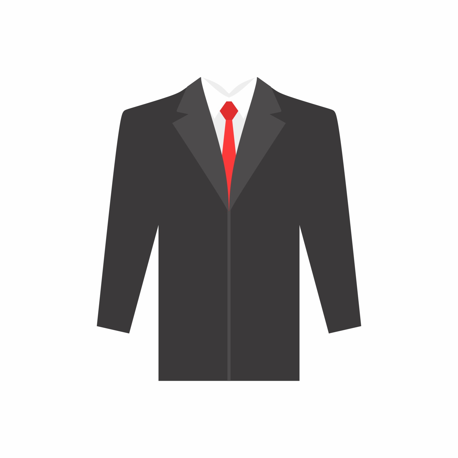 Suit and tie isolated on white background. Flat cartoon design black