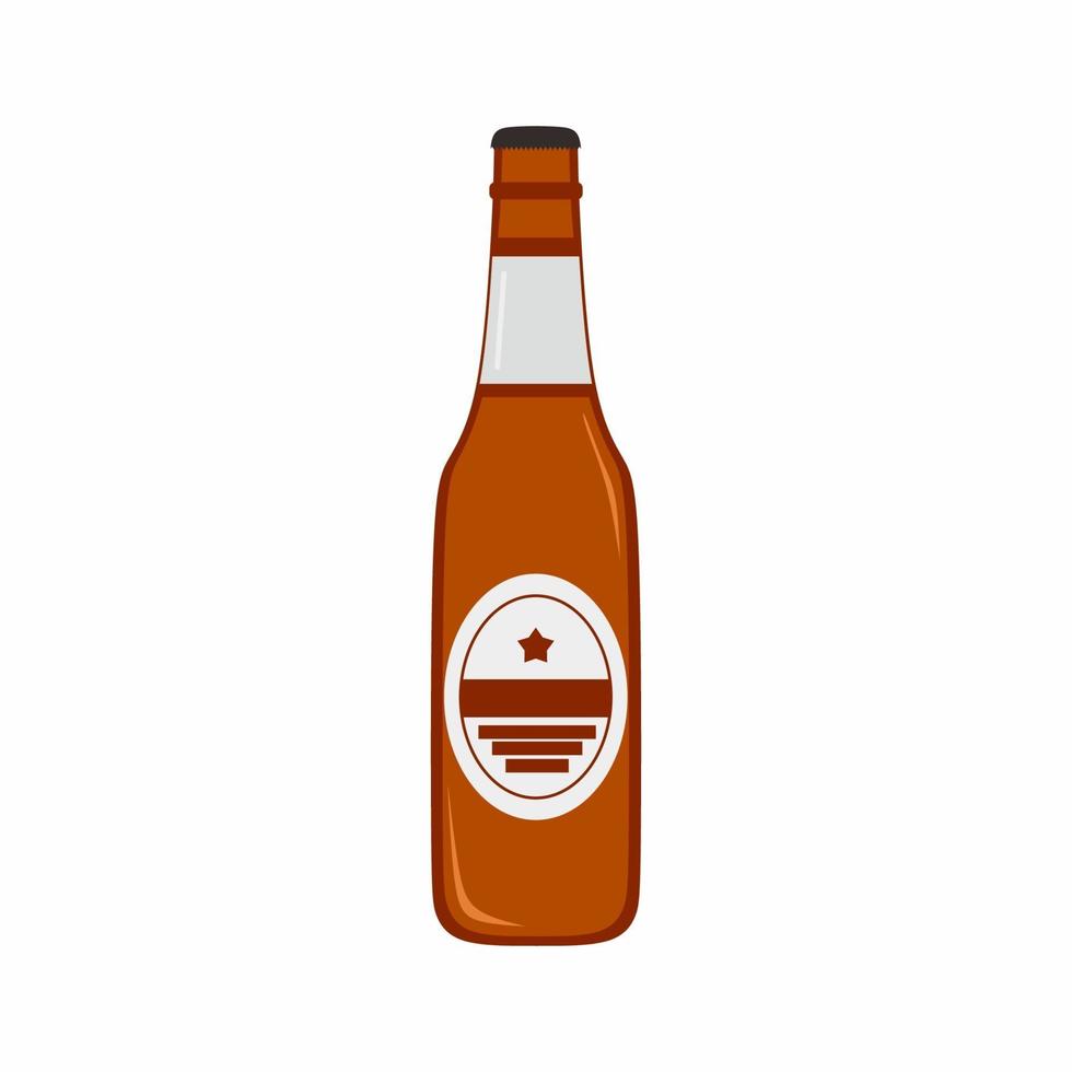 Vector flat illustration of beer bottle. Drinking, soda, alcohol. Beer icon design isolated on white background. Illustration can be used for topics like beverage, bar, restaurant or cafe