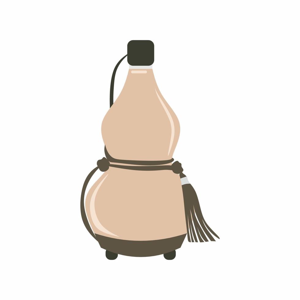 el icono de dibujos animados plana de la botella de calabaza. lagenaria siceraria o protector de botella aislado en el fondo blanco. contenedor de alcohol asiático. ilustración plana vectorial para usar como utensilio vector