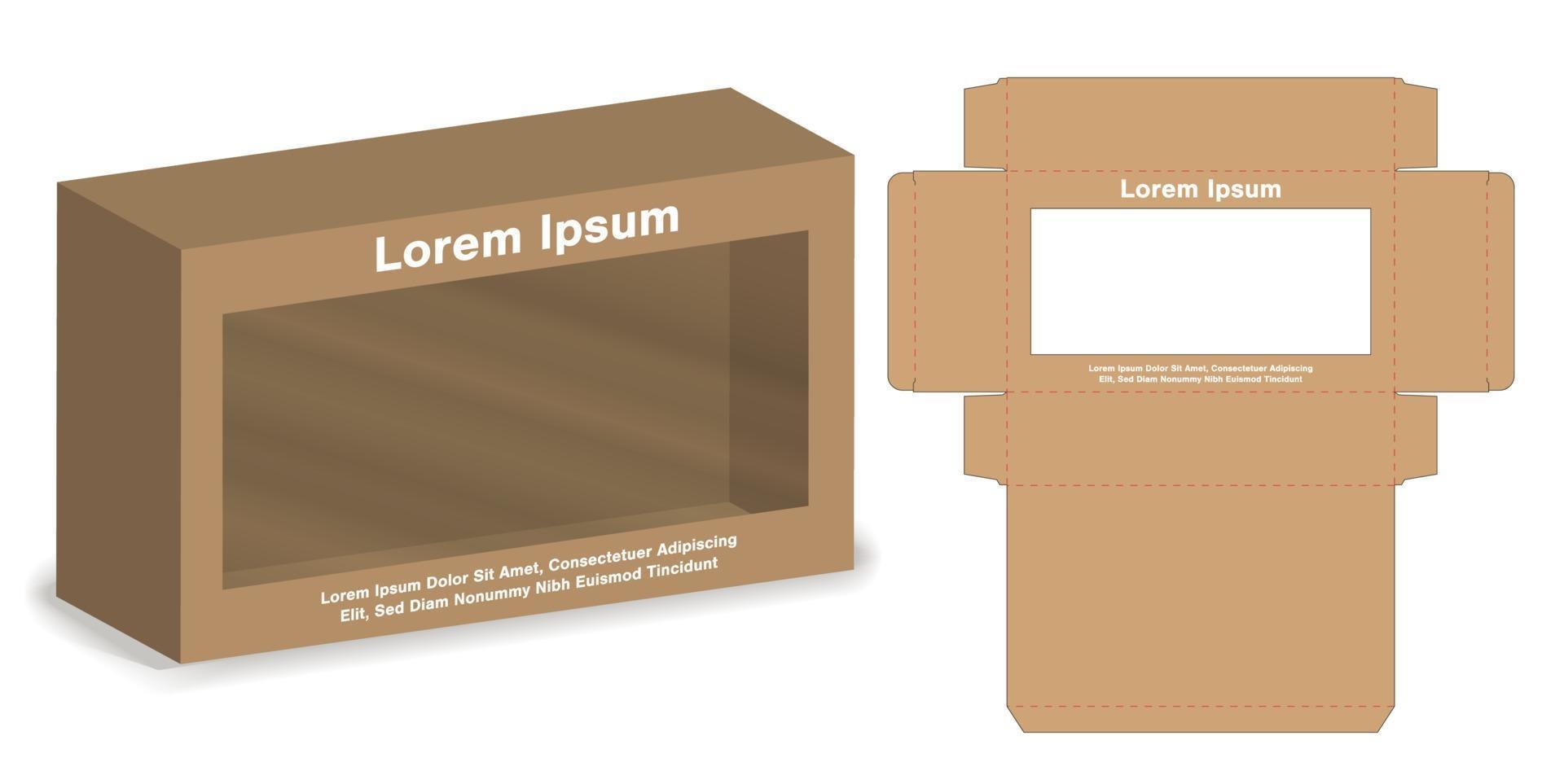 diseño de plantilla troquelada de embalaje de caja. Maqueta 3d vector