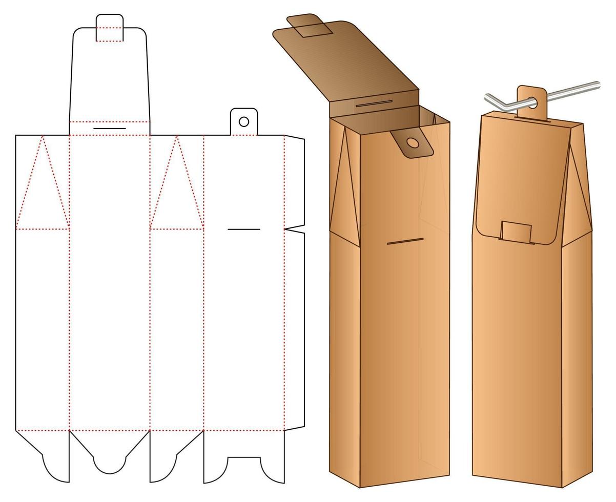 Box packaging die cut template design. 3d mock-up vector