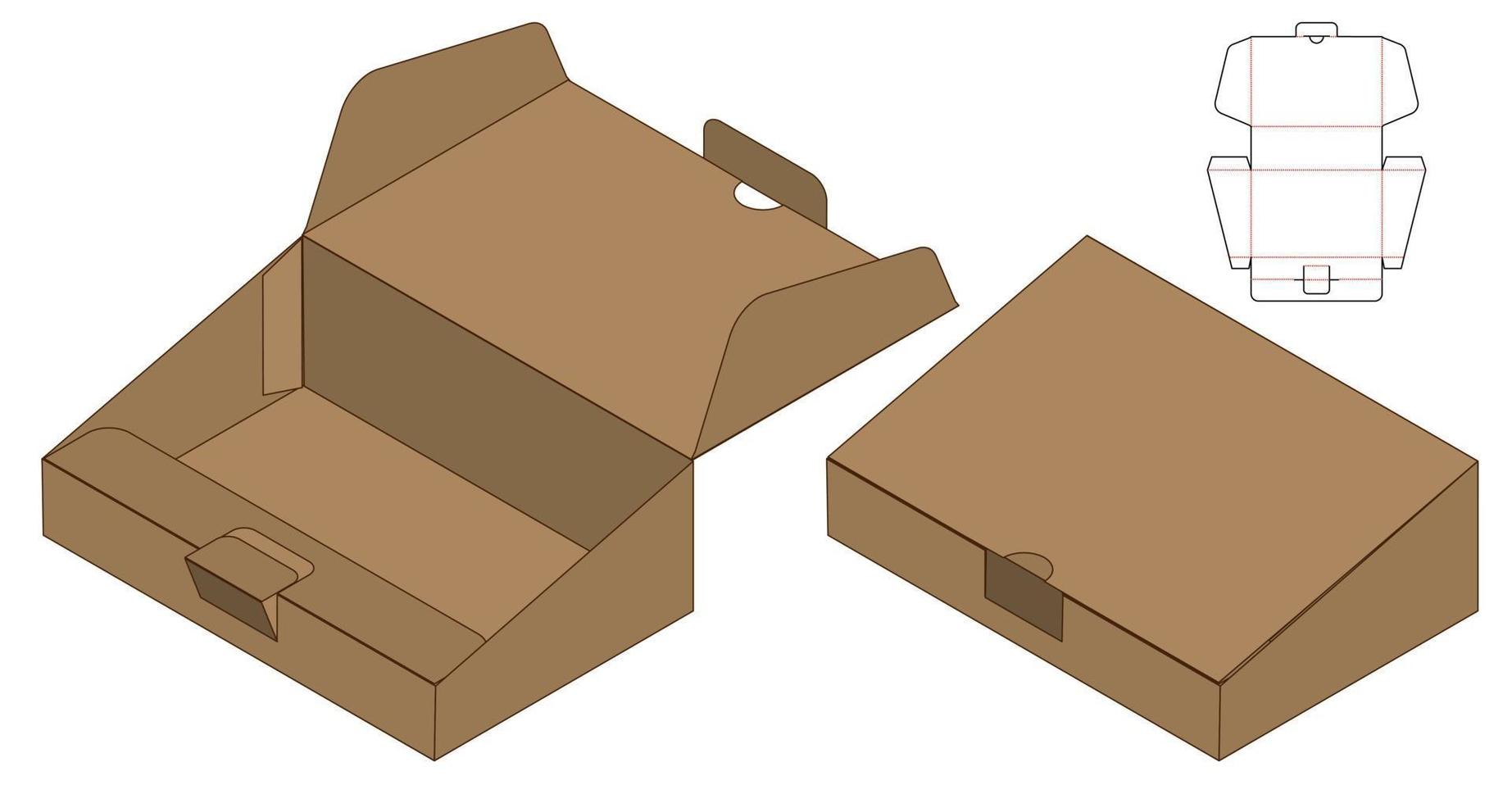 Box packaging die cut template design. 3d mock-up vector