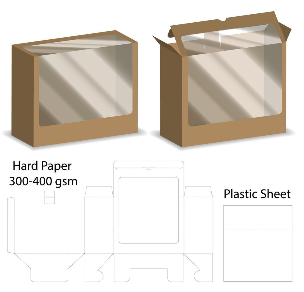 Box packaging die cut template design. 3d mock-up vector