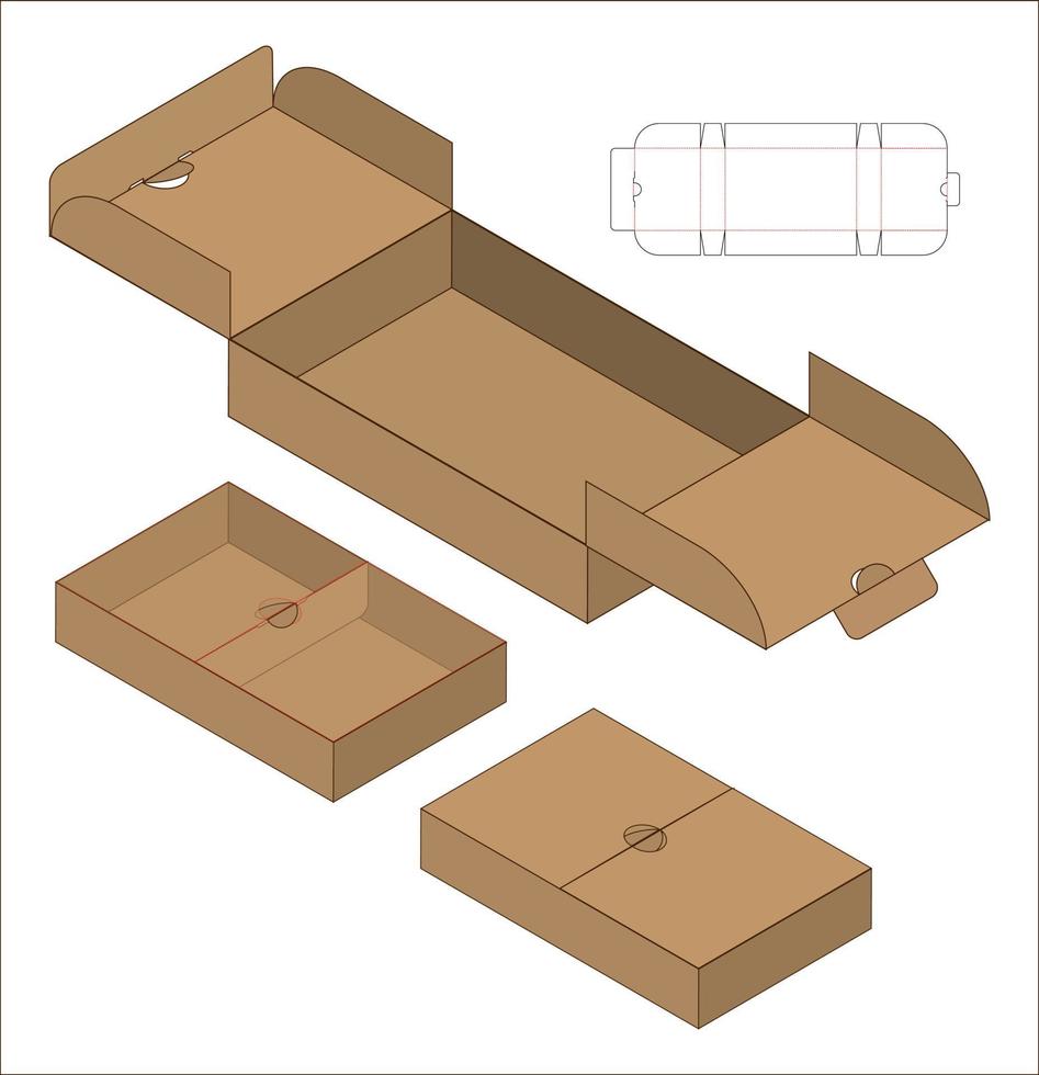 Box packaging die cut template design. 3d mock-up vector