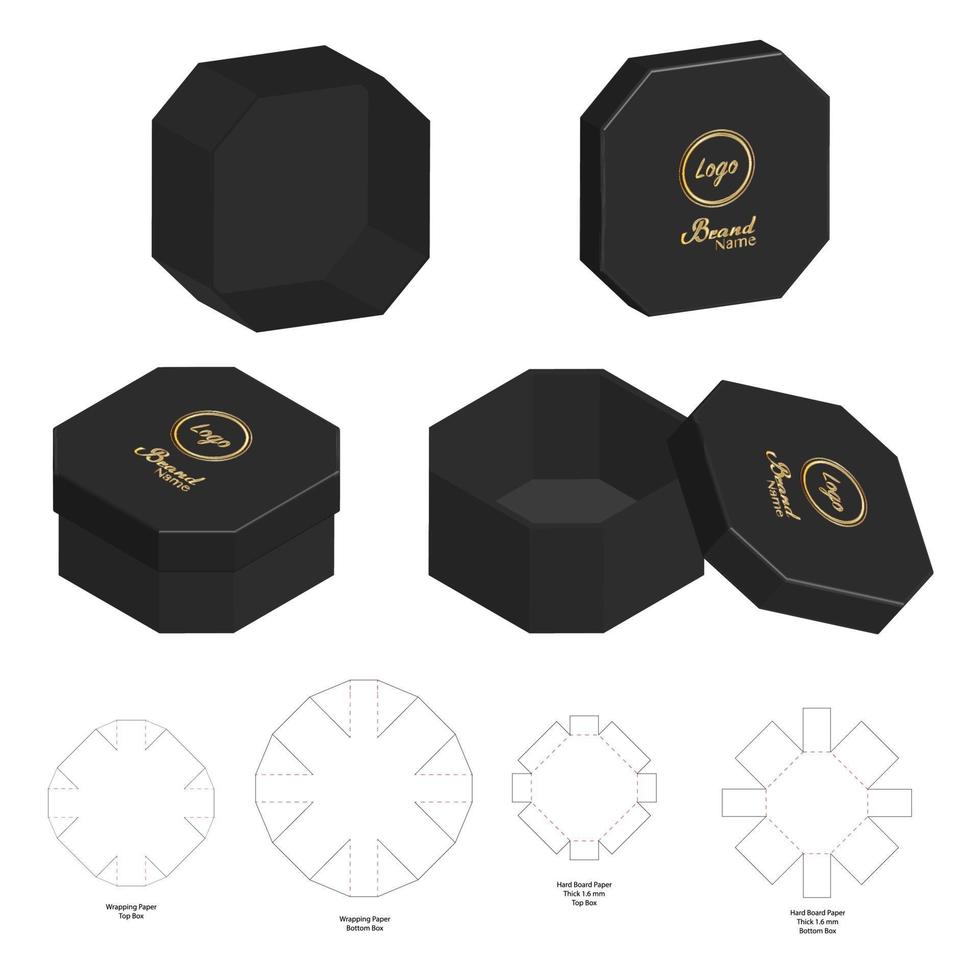 Box packaging die cut template design. 3d mock-up vector