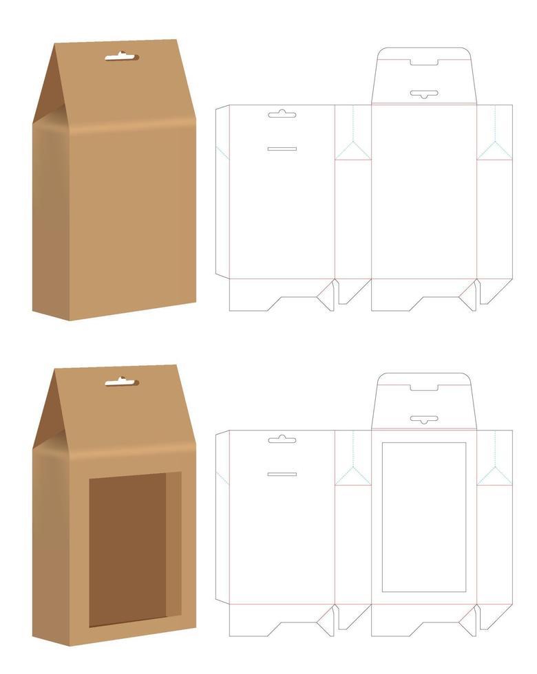 Box packaging die cut template design. 3d mock-up vector