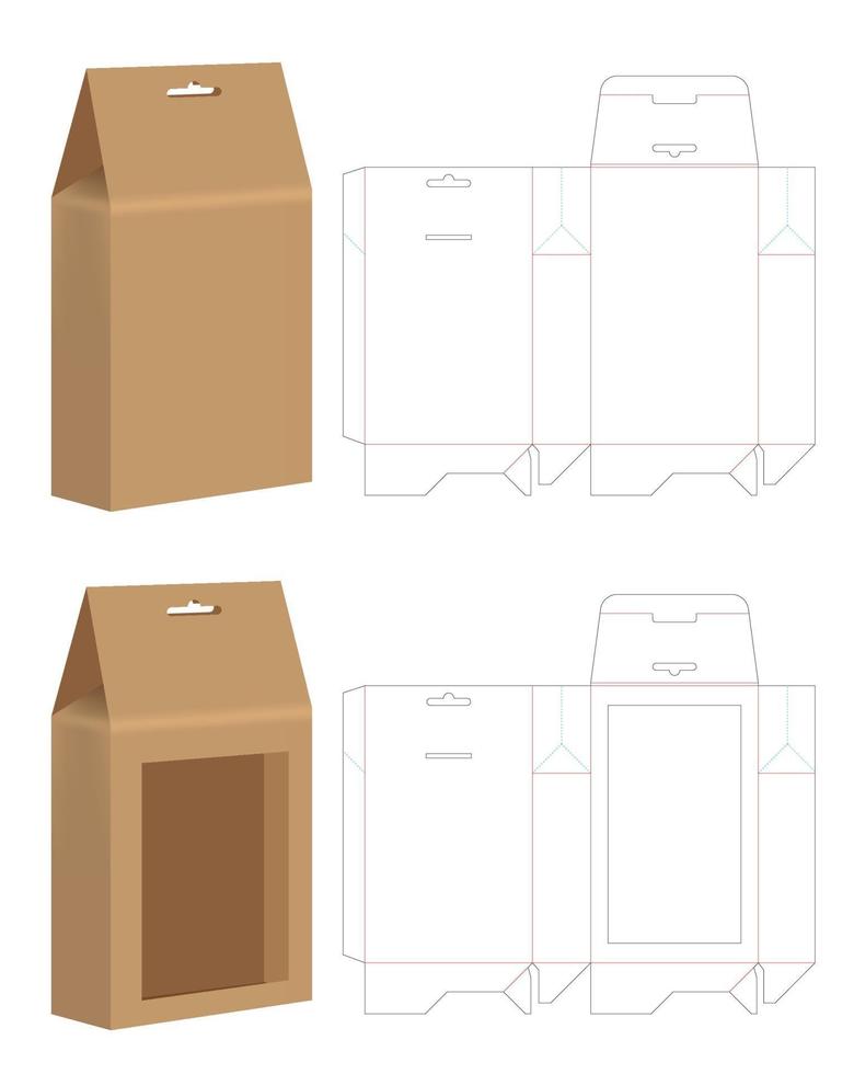 diseño de plantilla troquelada de embalaje de caja. Maqueta 3d vector