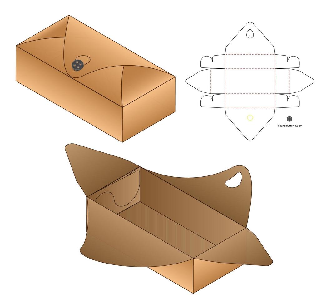 diseño de plantilla troquelada de embalaje de caja. Maqueta 3d vector