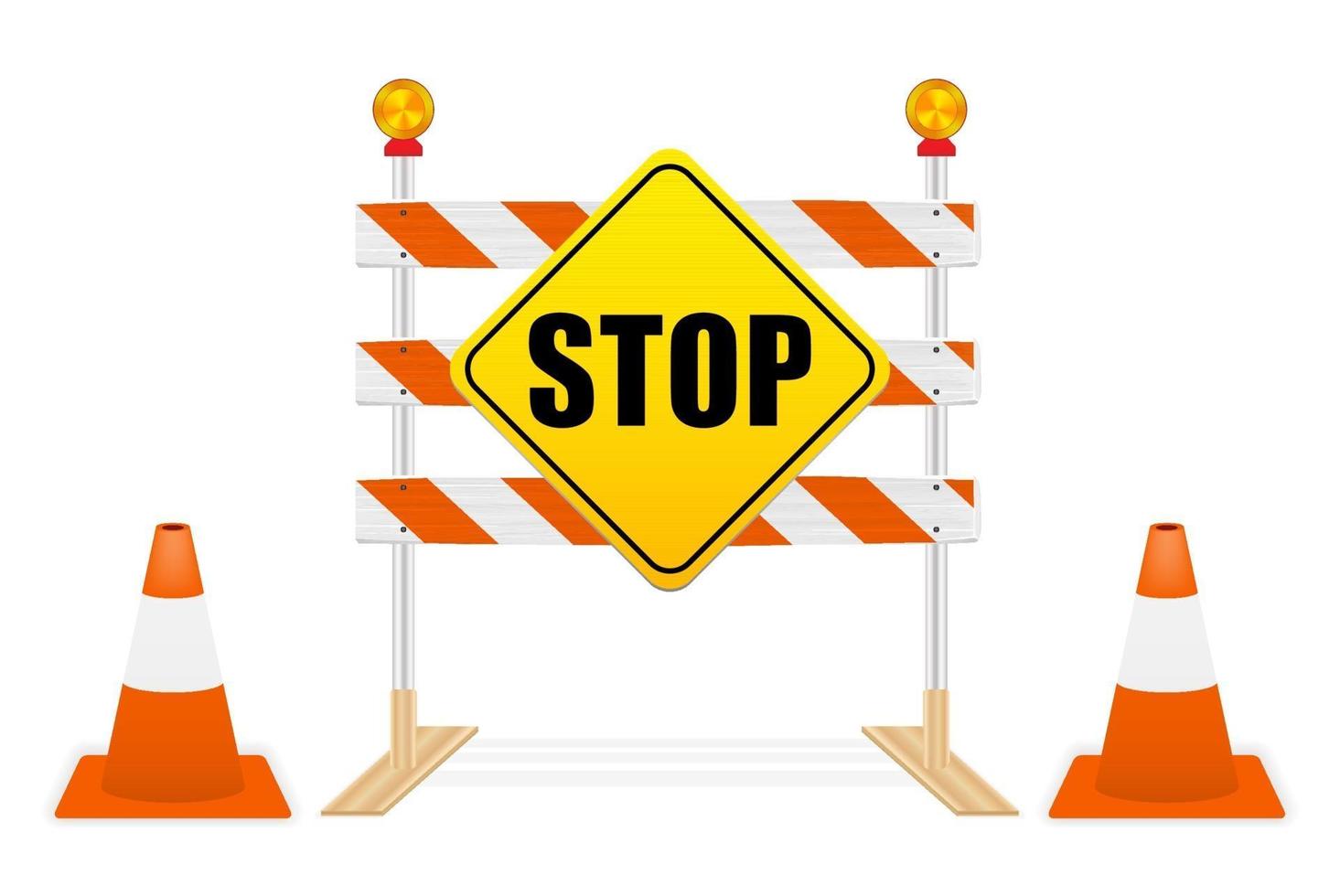 stop sign on road block vector