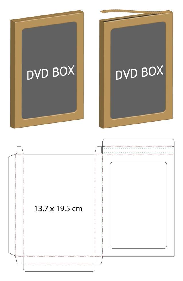 plantilla de línea troquelada de caja de embalaje de papel dvd vector