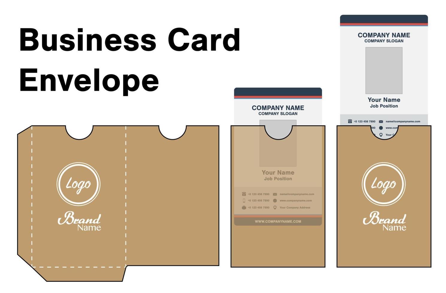 card envelope die-cut template mockup vector