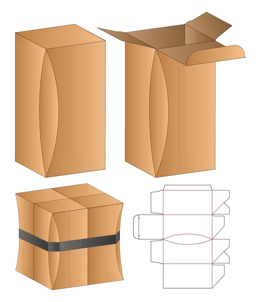 Box packaging die cut template design. 3d mock-up vector