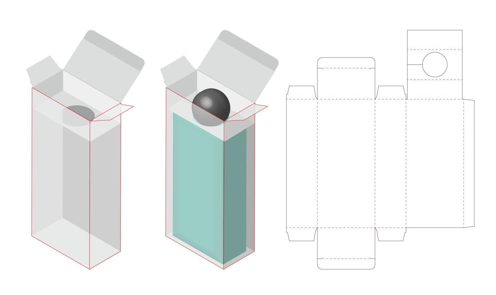 diseño de plantilla troquelada de embalaje de caja. Maqueta 3d vector