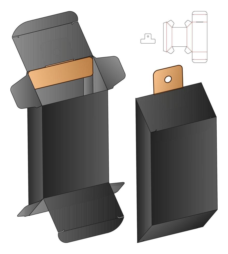 diseño de plantilla troquelada de embalaje de caja. Maqueta 3d vector