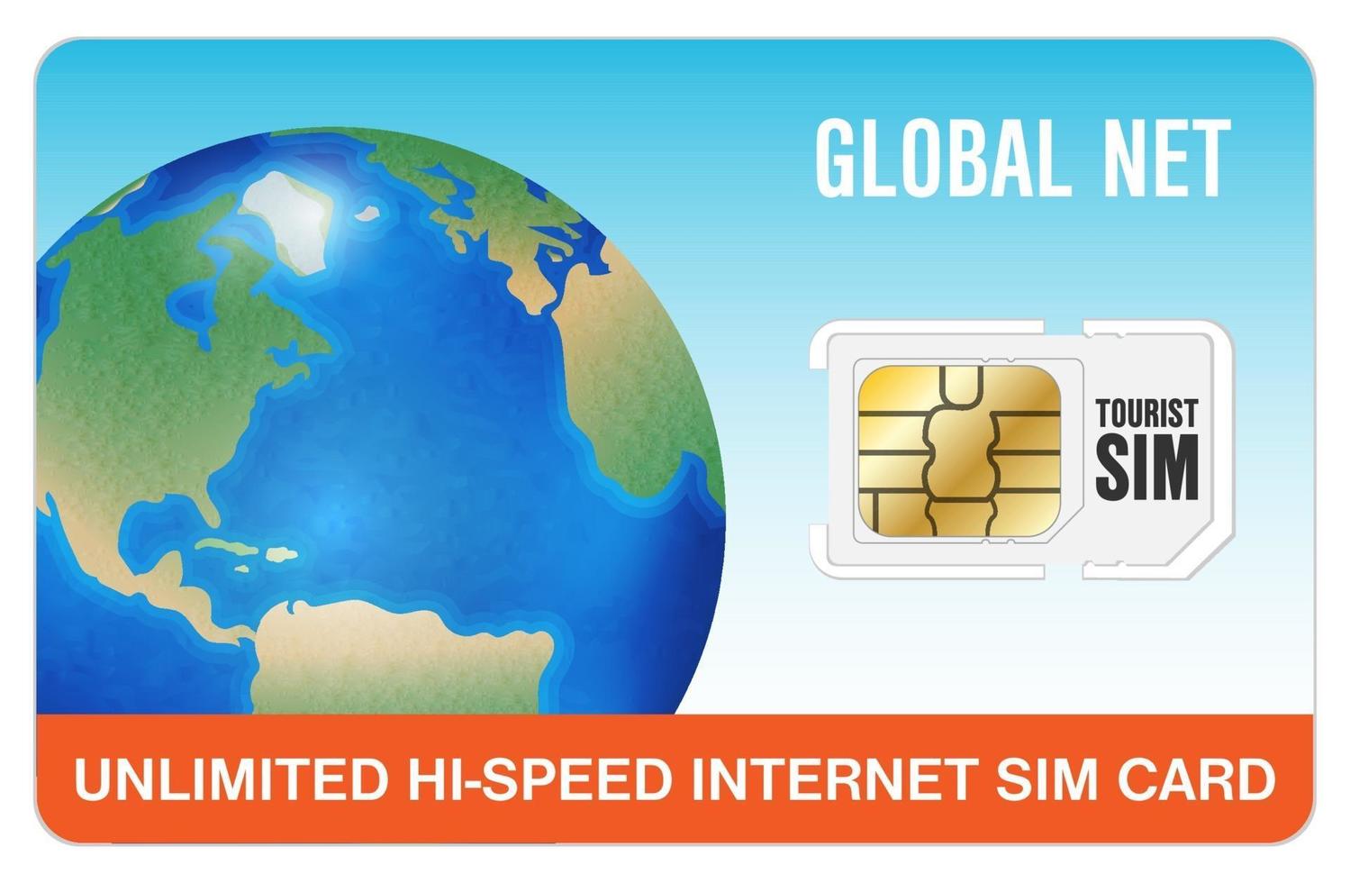 global travel tourist internet smartphone sim card vector