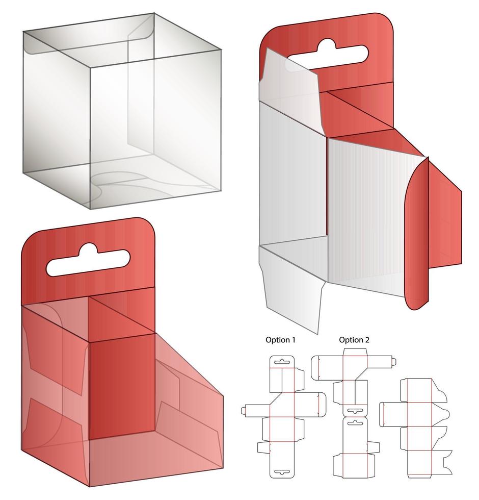 diseño de plantilla troquelada de embalaje de caja. Maqueta 3d vector