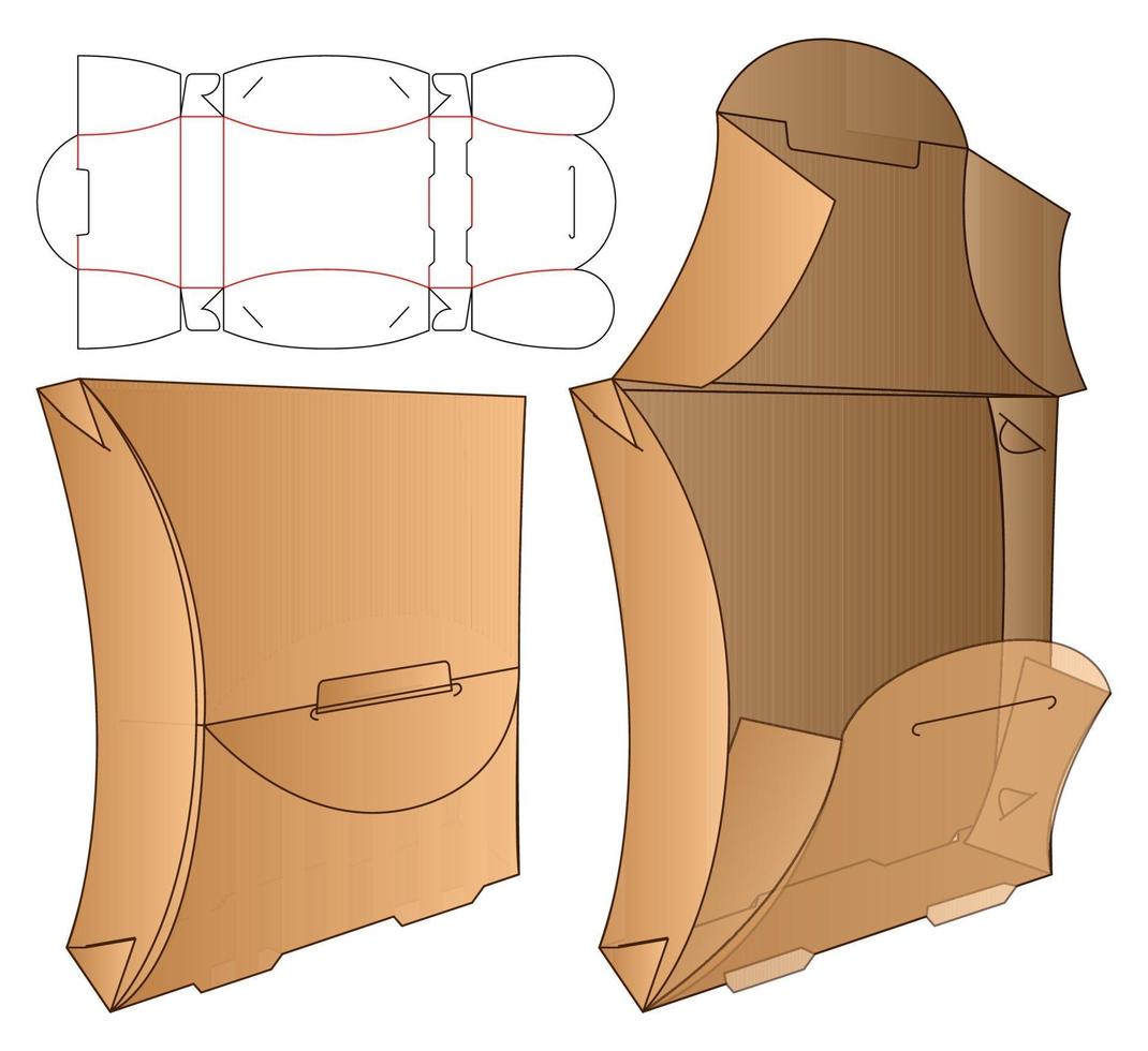 diseño de plantilla troquelada de embalaje de caja. Maqueta 3d vector