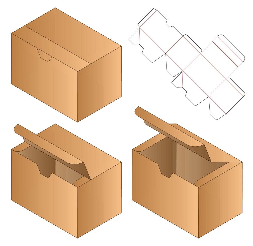 Box packaging die cut template design. 3d mock-up vector