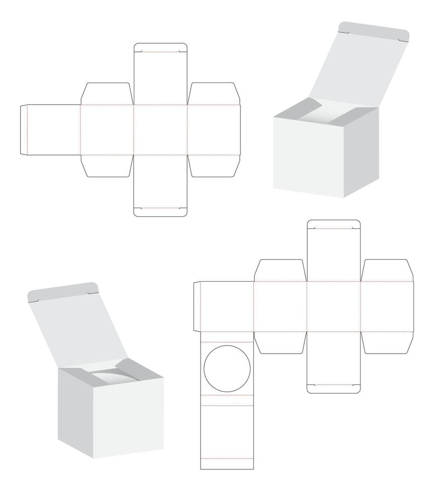 diseño de plantilla troquelada de embalaje de caja. Maqueta 3d vector