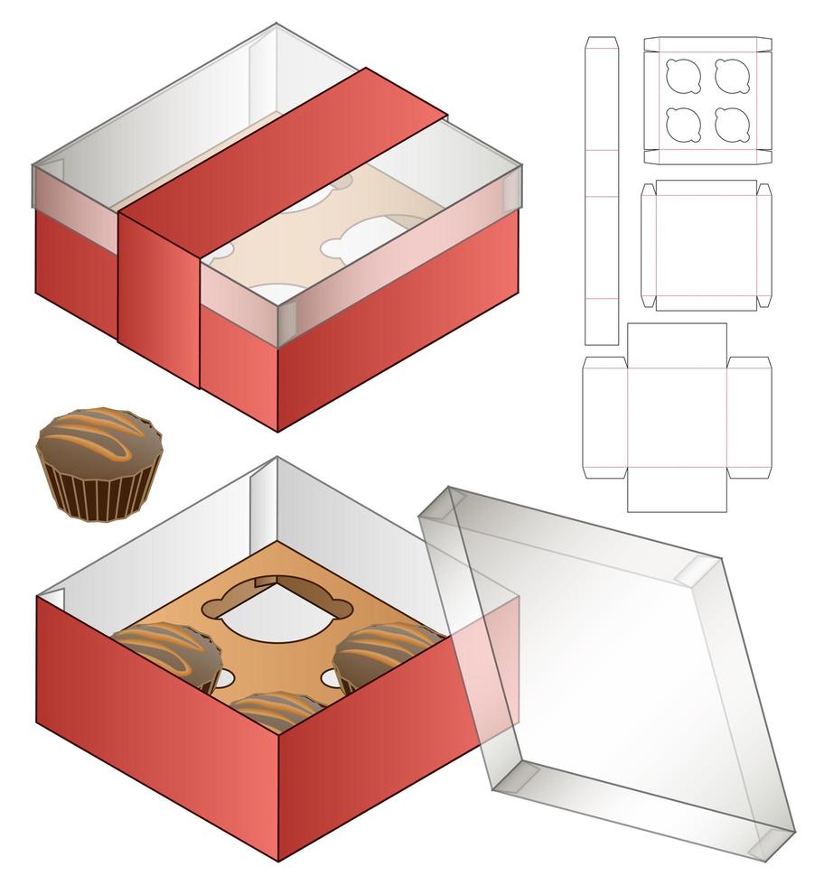 diseño de plantilla troquelada de embalaje de caja. Maqueta 3d vector