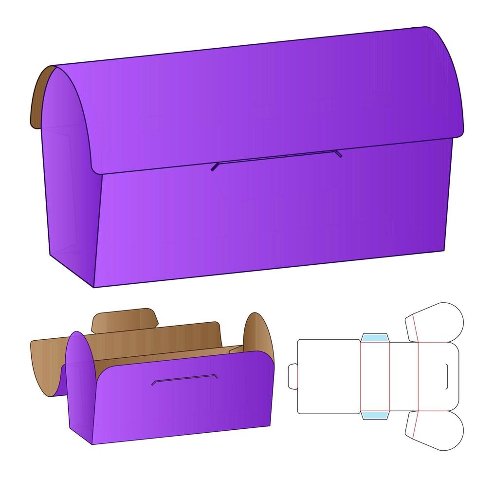 diseño de plantilla troquelada de embalaje de caja. Maqueta 3d vector