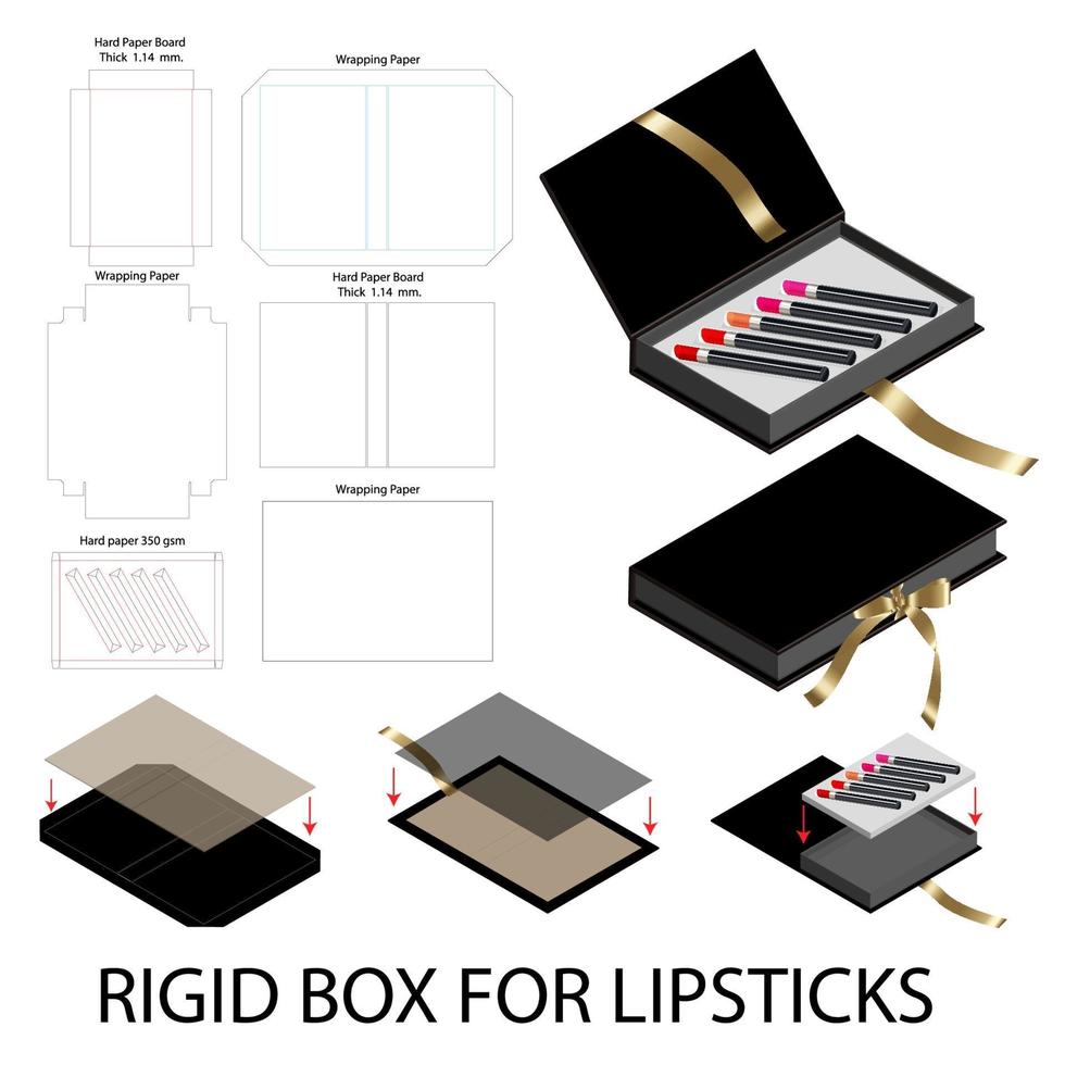 Box packaging die cut template design. 3d mock-up vector