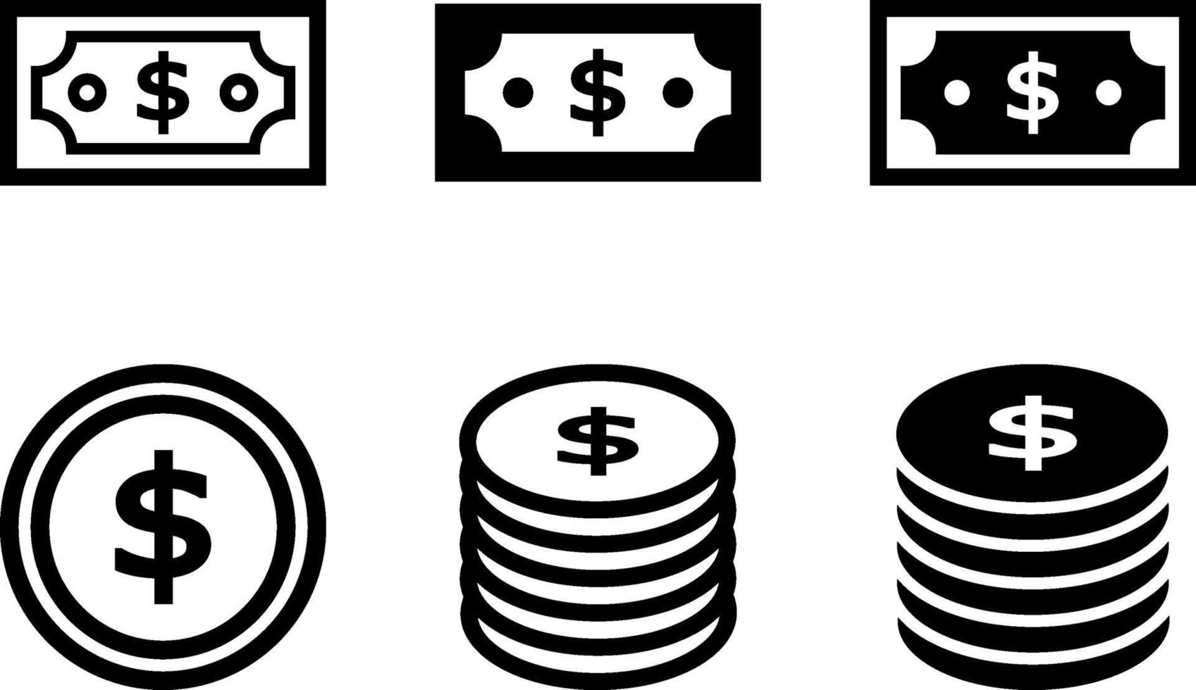 Paper Currency and Coin Set vector