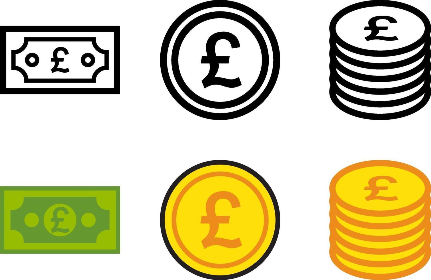 Paper Currency and Coin Set vector