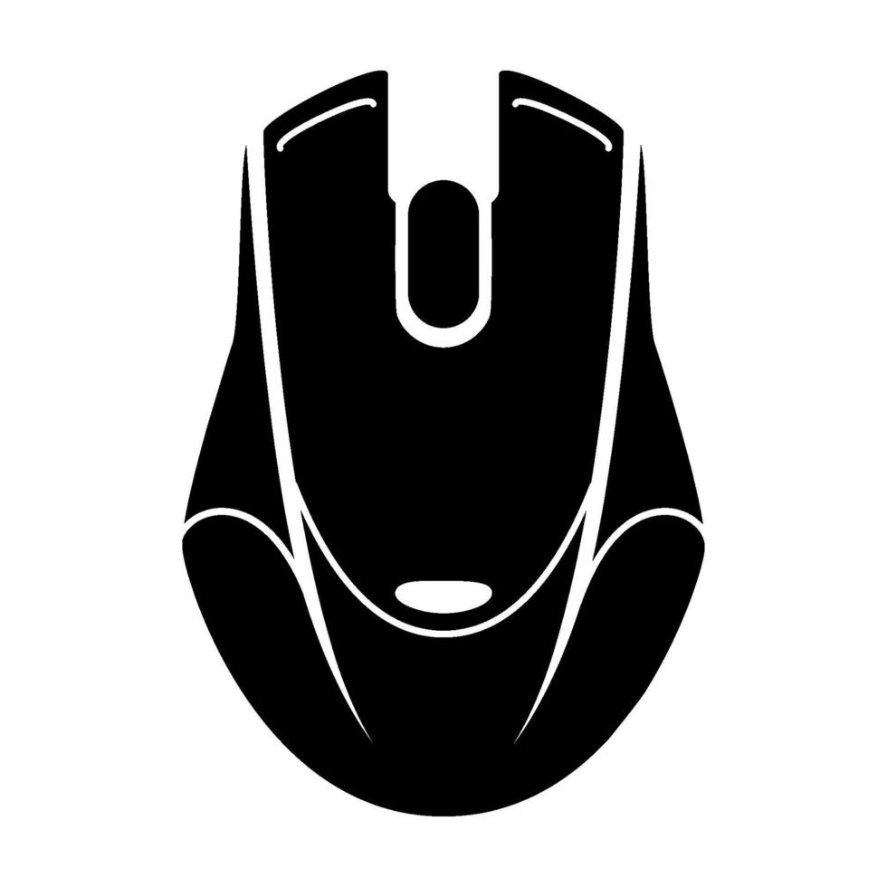 Gaming mouse glyph icon. Esports equipment. Computer mouse. Game device. Silhouette symbol. Negative space. Vector isolated icon