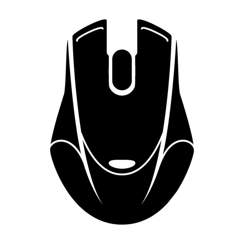 Gaming mouse glyph icon. Esports equipment. Computer mouse. Game device. Silhouette symbol. Negative space. Vector isolated icon