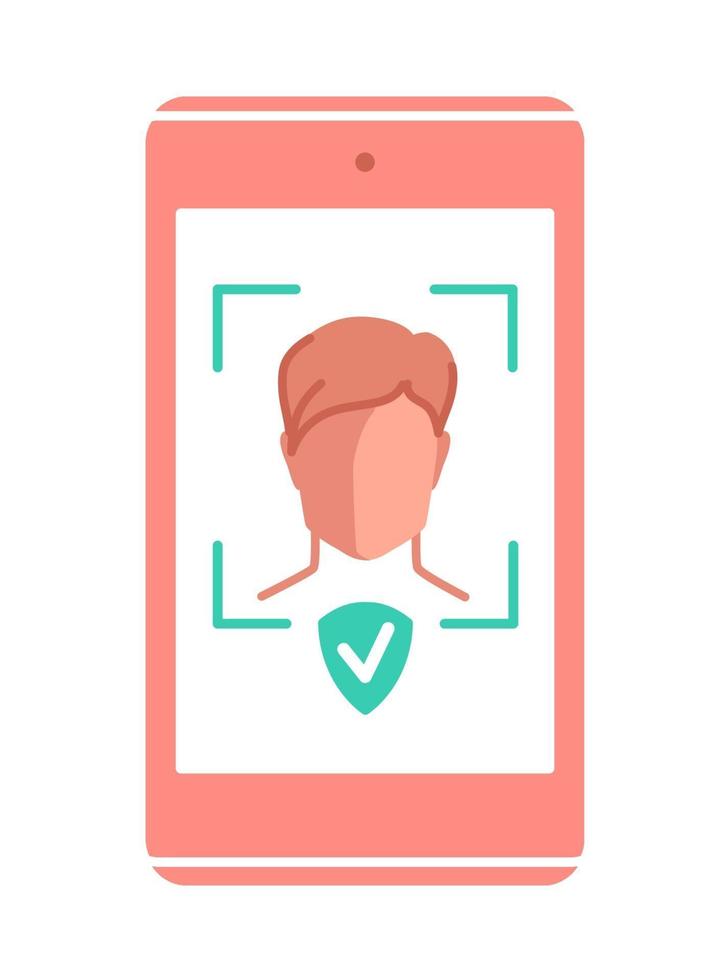 Face recognition. Payment using Face Payment And Identification. Mobile phone with Biometric identification. Vector modern business concept on isolated white background.