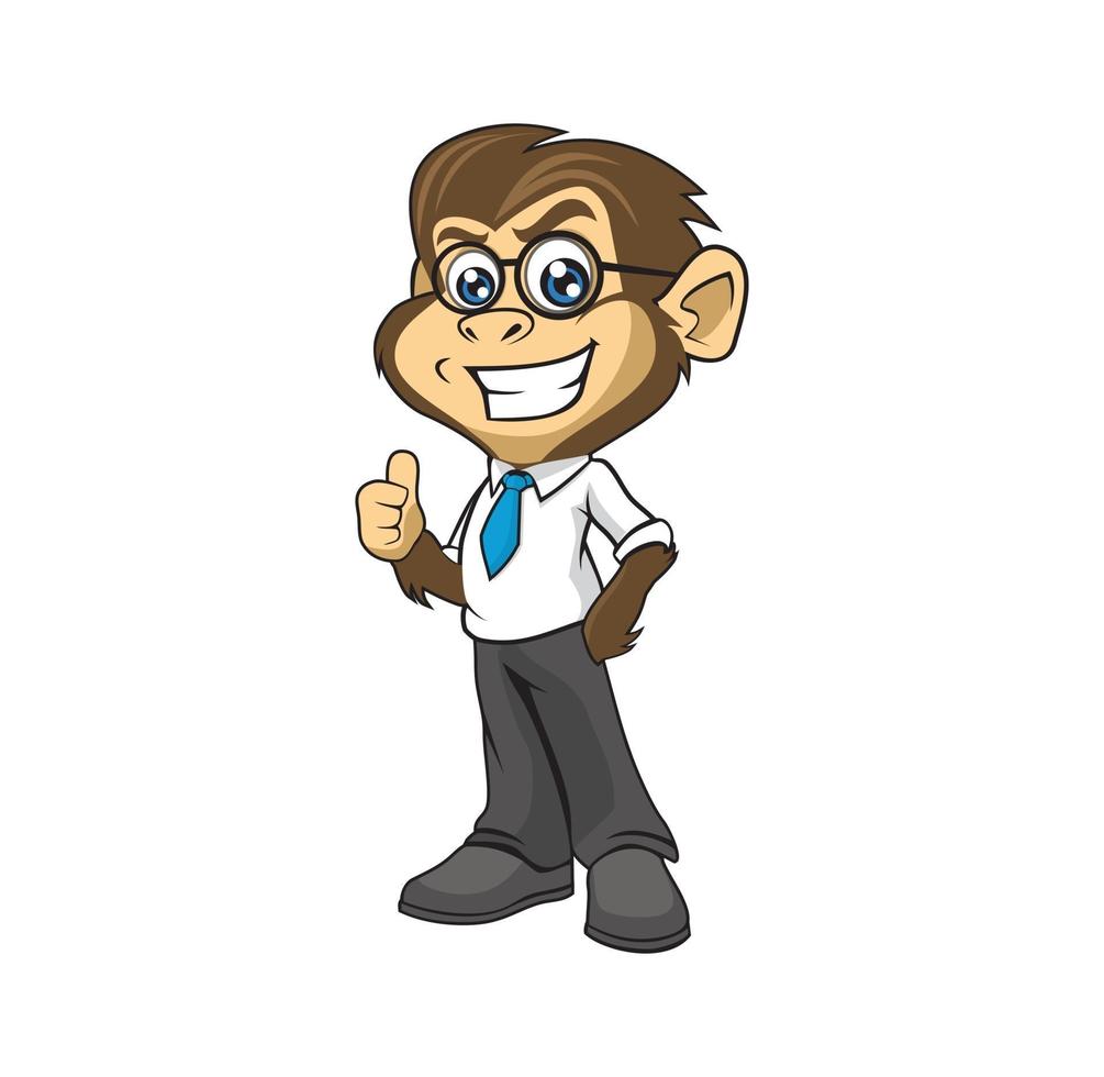 Smart monkey cartoon character vector
