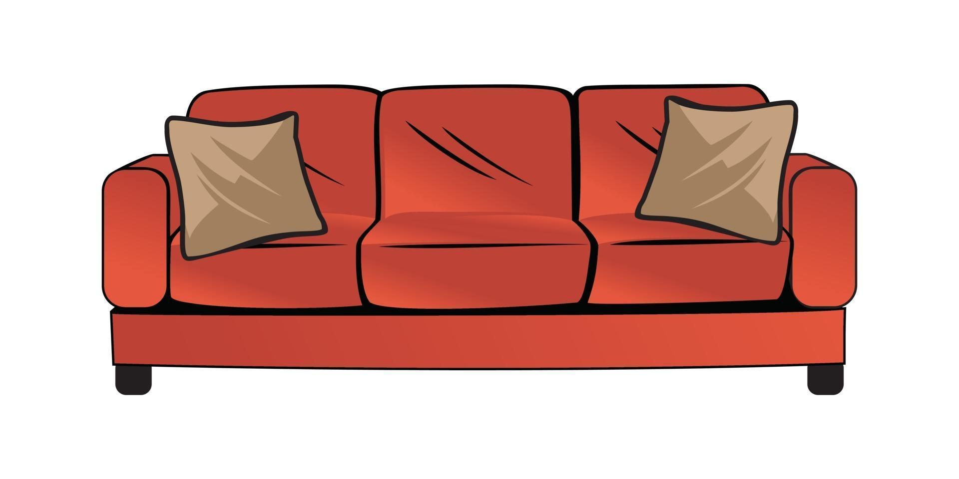 Red couch or sofa design illustration vector